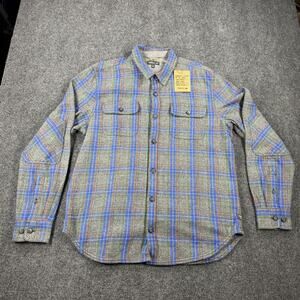 Toad & Co Ranchero LS Plaid Flannel Shirt Men’s Large Blue Gray NWT
